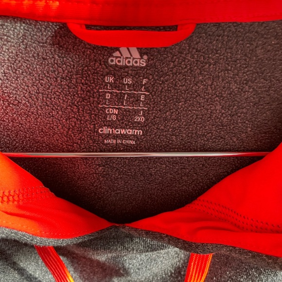 Adidas Mens Gray Neon Orange sweatshirt Hood Climawarm material Size large - Picture 8 of 13